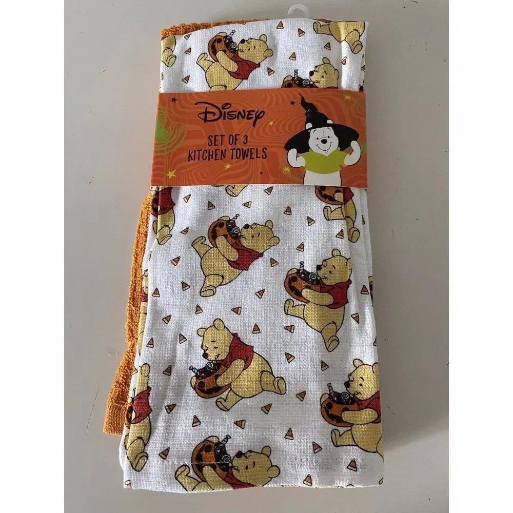 3‎ Pack Disney Winnie The Pooh Halloween Candy Corn Kitchen Towels 16 X 26” NEW